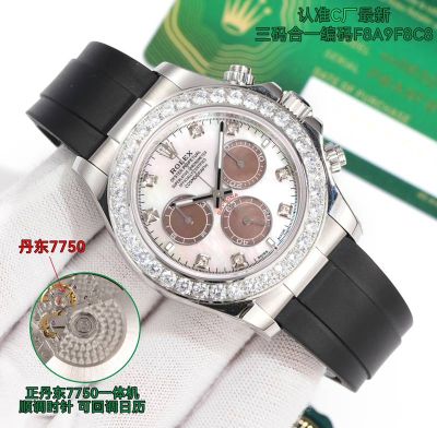 C Factory Rubber ROLEX Band Daytona 904L Steel Mother-of-pearl 7750 Movement Replica Watch